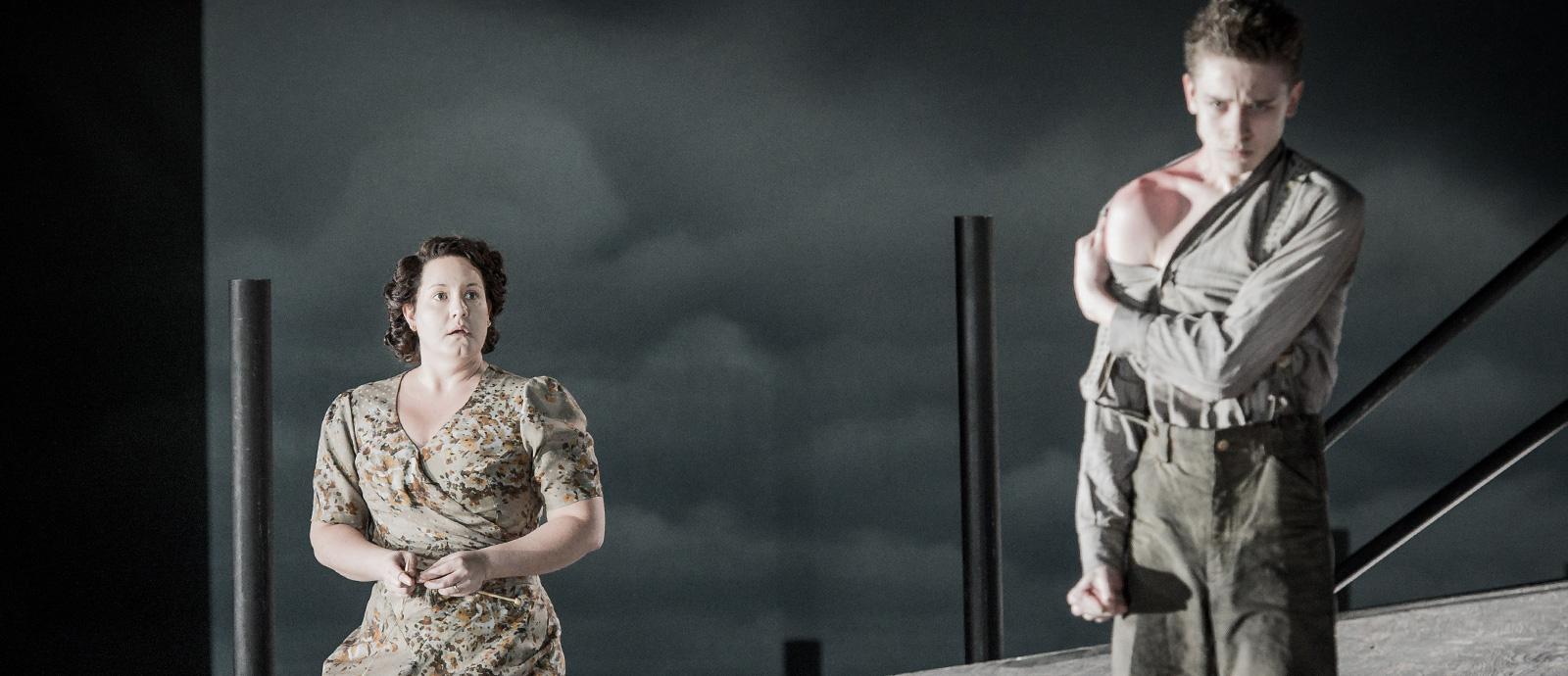 ENO Peter Grimes: Elza Van Den Heever as Ellen Orford and Timothy Kirrage as the Apprentice (c) Robert Workman