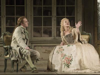 still image of kathryn rudge and morgan pearse from the barber of seville on stage