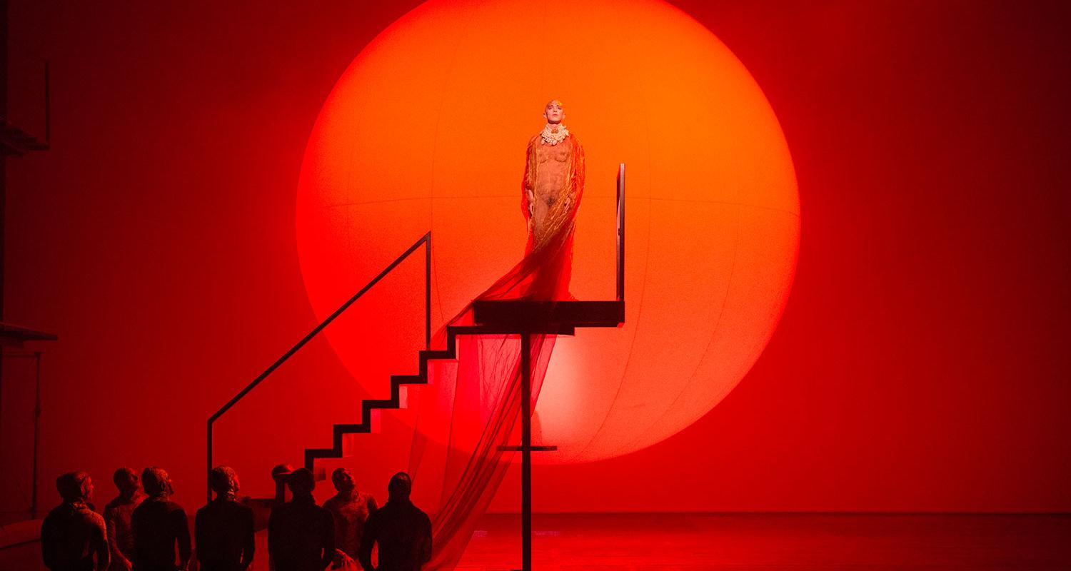 Anthony Roth Costanzo performs on stage in Akhnaten