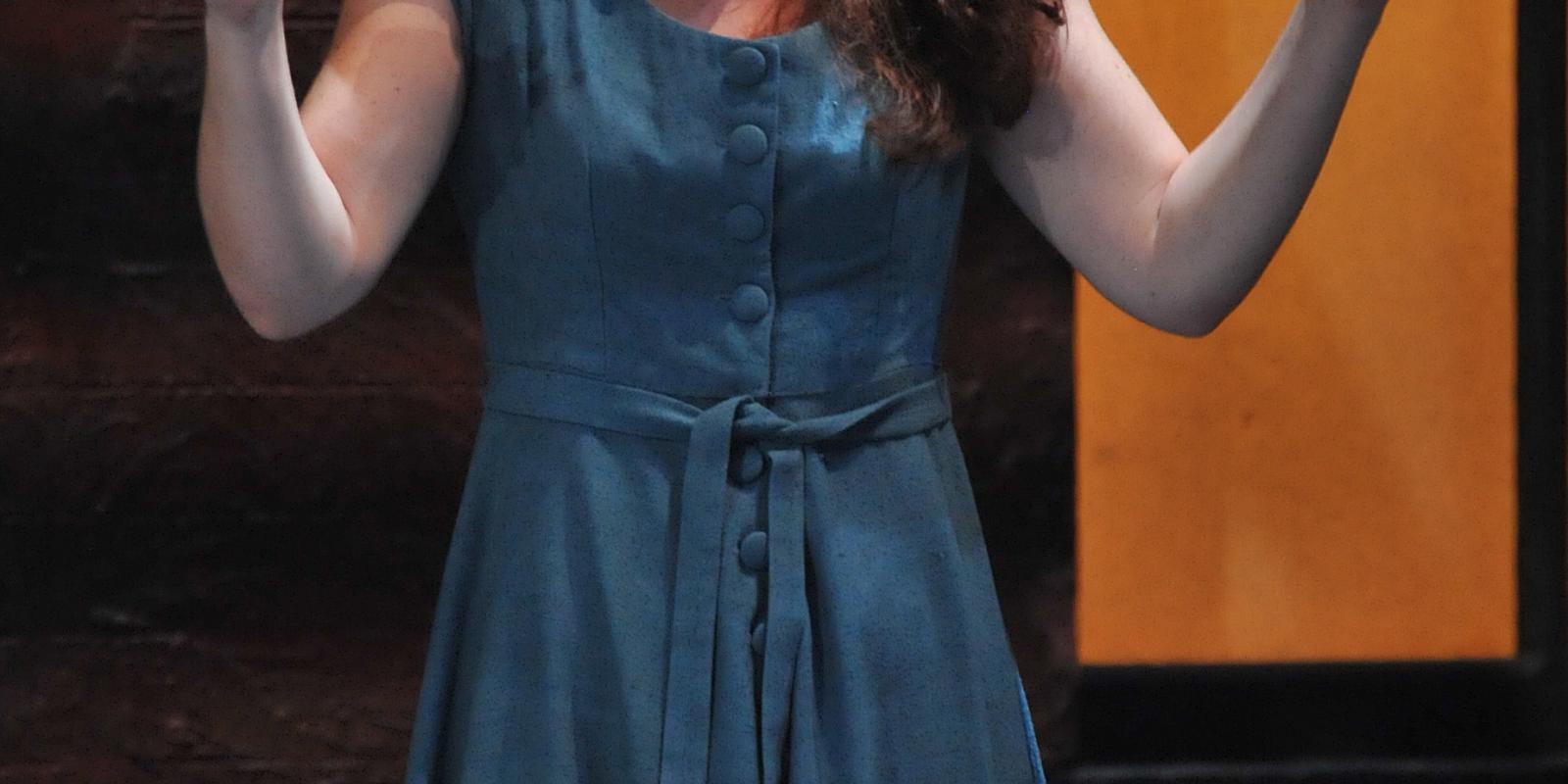 Katherine Whyte in a blue dress from Rigoletto