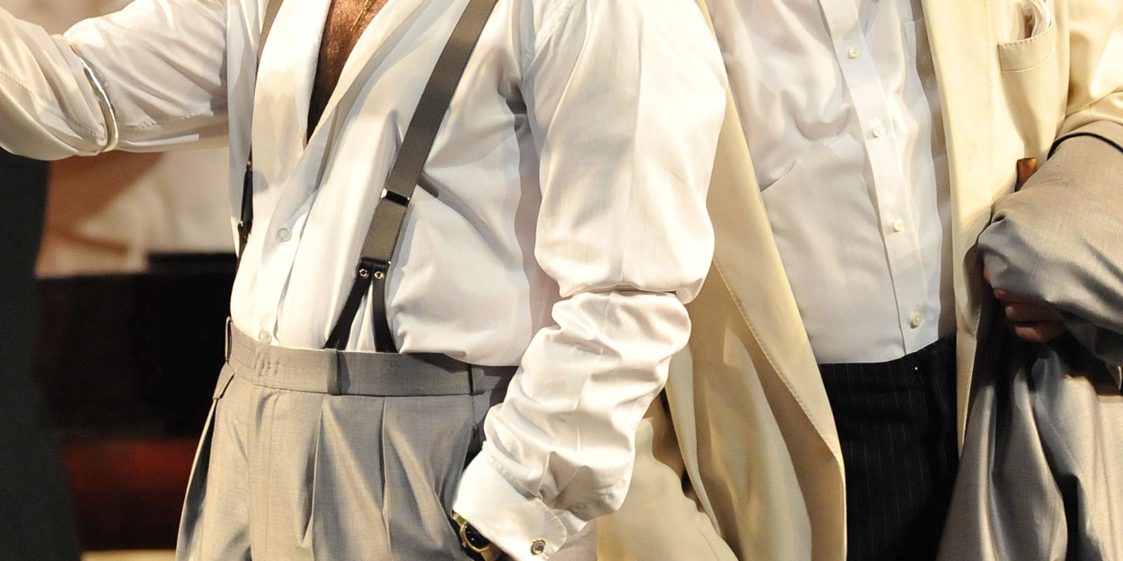 Rigoletto's Michael Fabiano and Anthony Michaels Moore's white suits