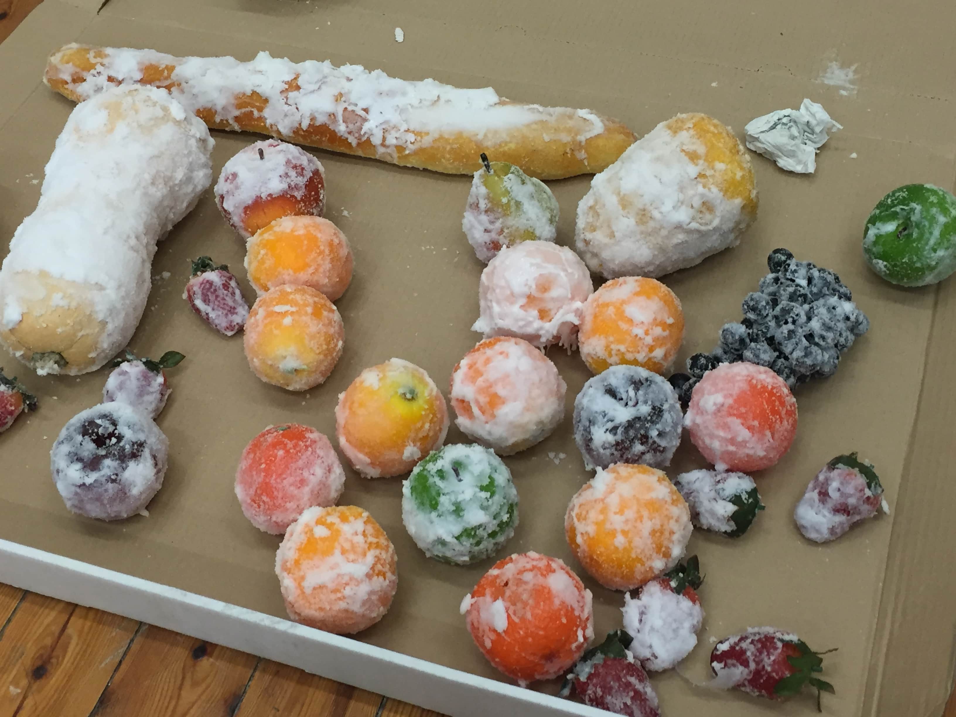 Fruit altered by the design team as part of ENO Baylis young people's summer project on Jenufa.