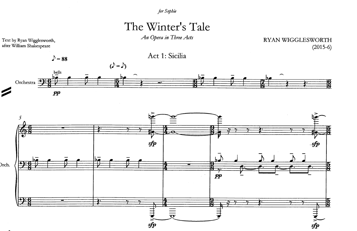 Wigglesworth, The Winter's Tale vocal score ©2016 Schott Music Ltd, London