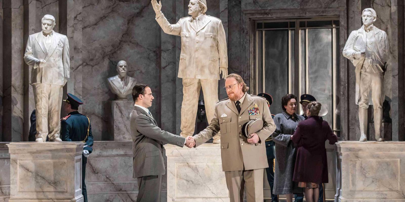 man shaking soldiers hand in ENO's The Winter's Tale