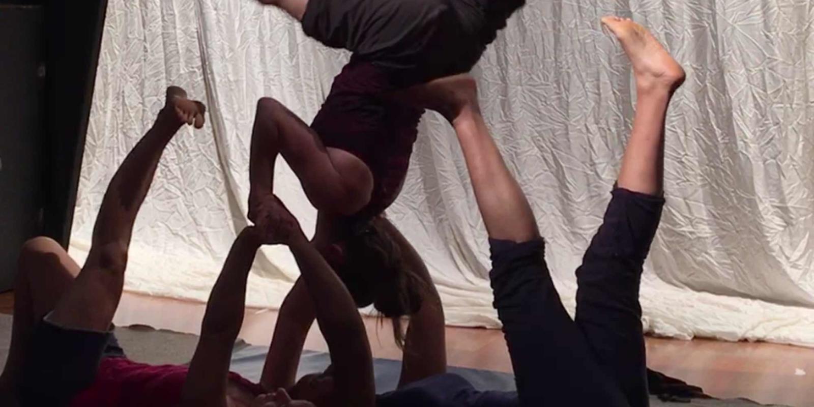 ENO Aida: Image of Mimbre acrobats in rehearsal