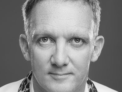 Black and white close up of John Rigby