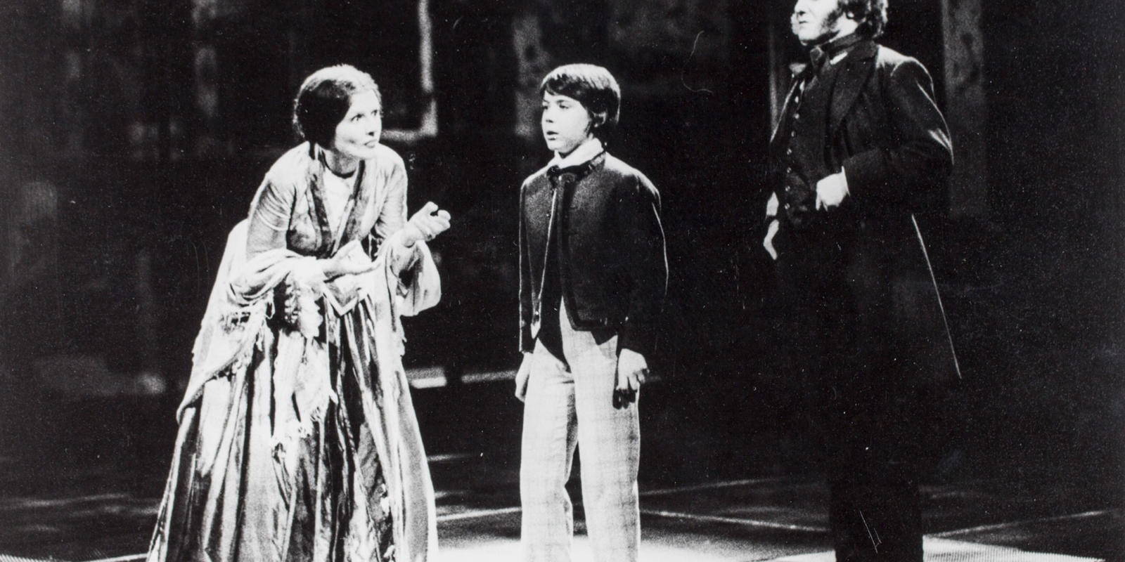 ENO The Turn of the Screw 1979: Eilene Hannan as The Governess and Michael Ginn as Miles with Phlip Langridge as Peter Quint. With thanks to Gareth Roberts.