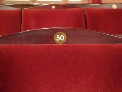 Interior seating in the auditorium of the London Coliseum
