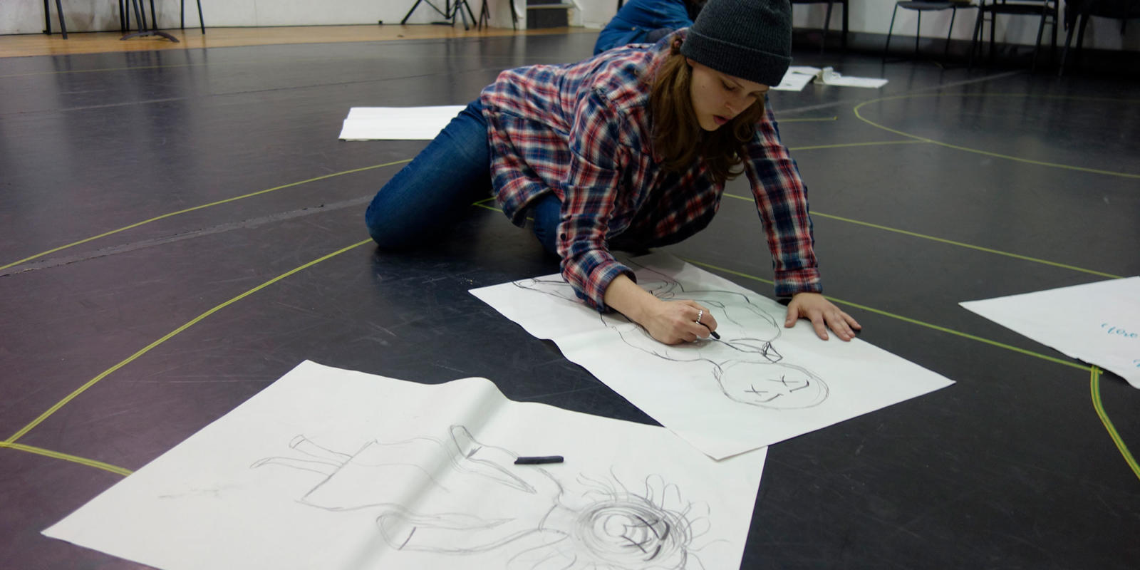 ENO Youth Company 2017/18 - participants sketching after working with designer Rhiannon Newman Brown