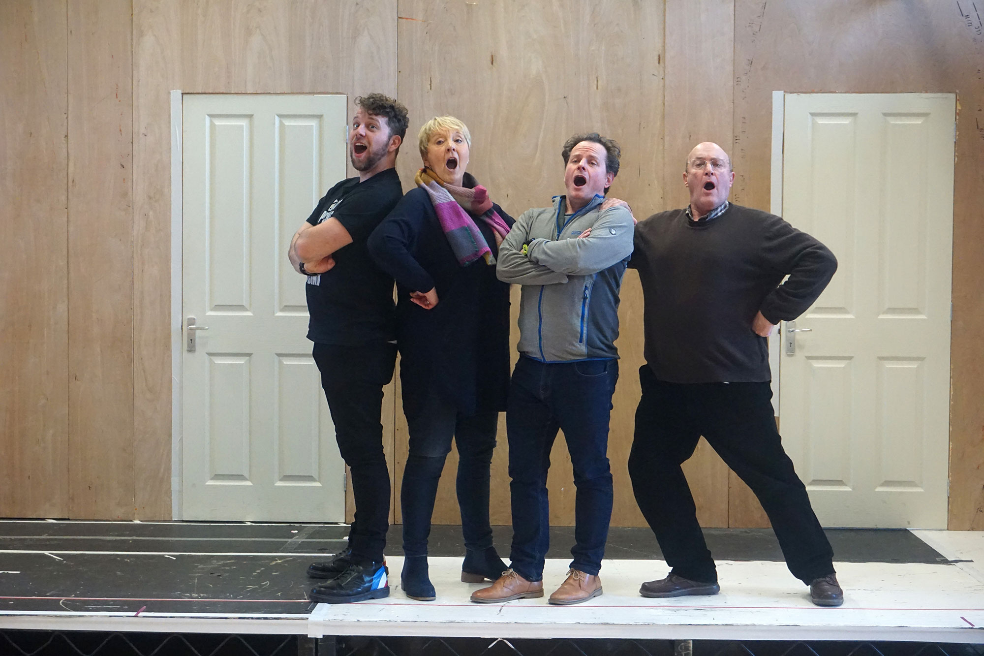 ENO1920 The Marriage of Figaro in Rehearsal: Johnathan McCullough, Susan Bickley, Colin Judson, Andrew Shore
