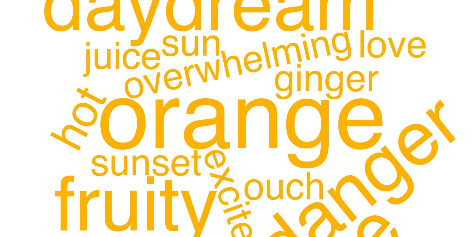 Image of a class word cloud for the colour 'orange'