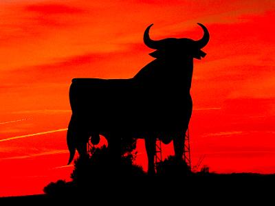ENO 22/23 Season: silhouette of a bull against an orange background