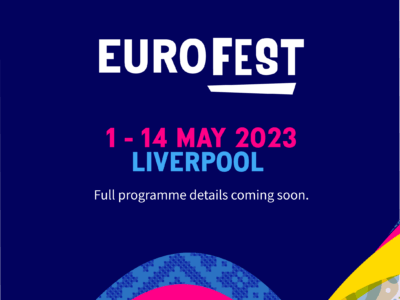 Eurofest logo and dates on purple background