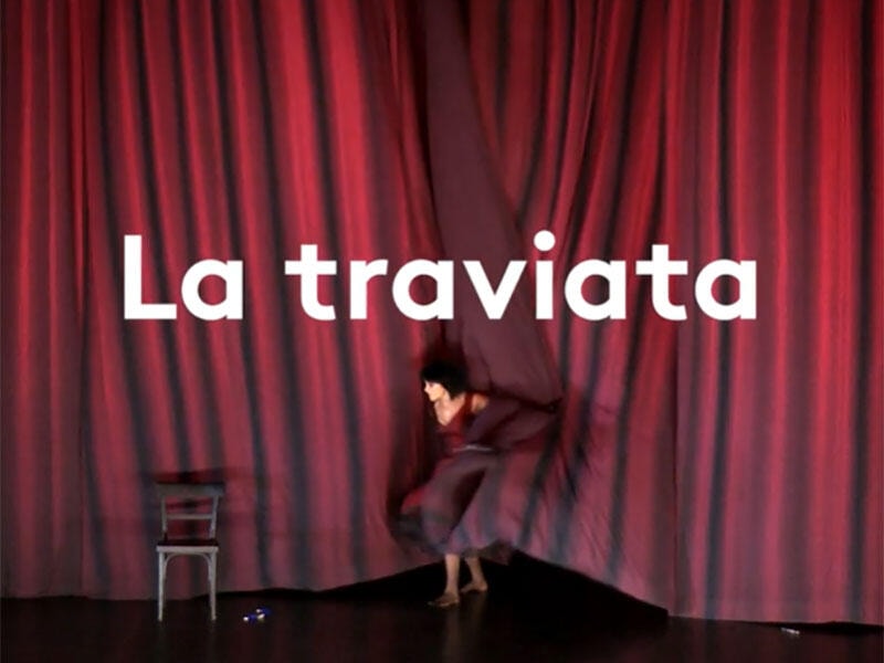 Screenshot from ENO's 2023 La traviata opera trailer