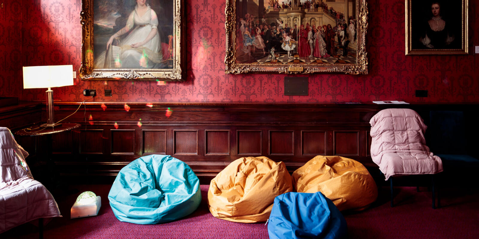 Interior of the Ellis Room of the London Coliseum as a Chill Out space with beanbags prior to ENO's Relaxed Performance of Iolanthe Wednesday 25 October 2023 © Lloyd Winters