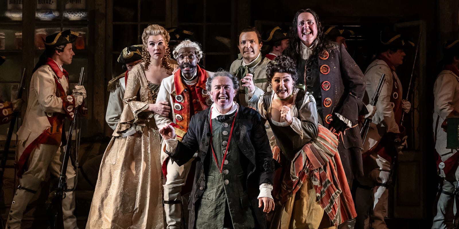 Anna-Devin,-Innocent-Masuku,-Charles-Rice,-Alastair-Miles,-Simon-Bailey,-Lesley-Garrett,-ENO’s-The-Barber-of-Seville-2024-©-Clive-Barda-